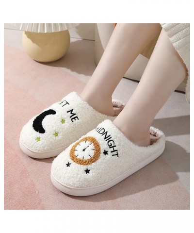 Cute Happy Face Slippers for Women Men, Retro Soft Plush Warm Cushioned Lightweight Non-Slip House Slippers Cozy Indoor Outdo...