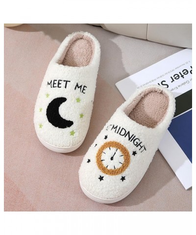 Cute Happy Face Slippers for Women Men, Retro Soft Plush Warm Cushioned Lightweight Non-Slip House Slippers Cozy Indoor Outdo...