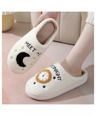 Cute Happy Face Slippers for Women Men, Retro Soft Plush Warm Cushioned Lightweight Non-Slip House Slippers Cozy Indoor Outdo...