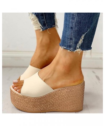 Sandals for Women Dressy Summer Open Toe Slip On Wedge Sandals Womens Fashion Comfortable Backless Platform Sandals Casual Be...