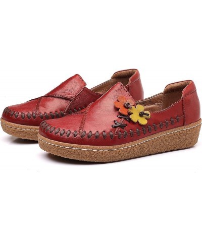 Women's Casual Loafers Slip on Multi Color Stitching Leather Shoes Daily Walking A/Red $31.98 Loafers & Slip-Ons