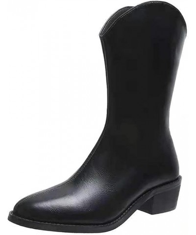 Women's Boots, Elegant Denim Boots, Women's Casual Work Boots, Autumn and Winter Urban Low Heel Calf Boots Black $25.95 Boots